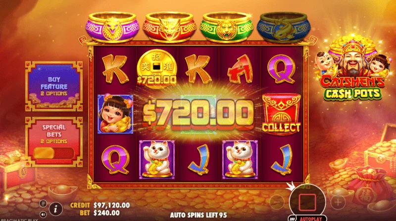 Caishen’s Cash Pots - base game payout